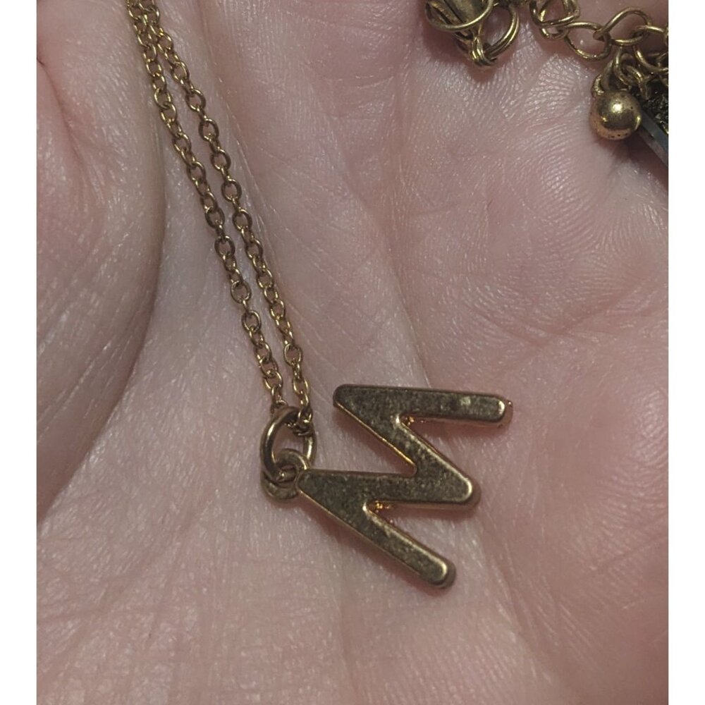 Gold Letter M Necklace - Picture 5 of 7